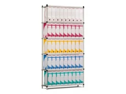 PROREGAL Büroregale^Aktenregal HxBxT 200 x 100 x 34 cm 6 Ebenen Spanplatten-Fachboden Fachlast 60 kg Bis Zu 66 Archivordnern mit Hebel Lichtblau-Lichtgrau