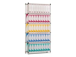 PROREGAL Aktenregal HxBxT 200 x 100 x 30 cm 6 Ebenen Spanplatten-Fachboden Fachlast 60 kg Bis Zu 66 Archivordnern mit Hebel Lichtblau-Lichtgrau