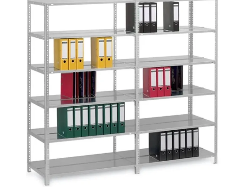 PROREGAL Büroregale^Aktenregal Schraubsystem Grundregal HxBxT 290 x 100 x 60 cm 9 Ebenen Fachlast 90 kg Mit Deckboden Beidseitig Nutzbar