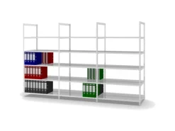 PROREGAL Büroregale^Aktenregal Schraubsystem Grundregal HxBxT 185 x 100 x 60 cm 5 Ebenen Fachlast 90 kg Ohne Deckboden Beidseitig Nutzbar