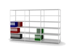 PROREGAL Aktenregal Schraubsystem Grundregal HxBxT 185 x 100 x 60 cm 6 Ebenen Fachlast 90 kg Mit Deckboden Beidseitig Nutzbar