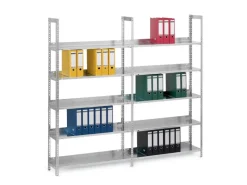 PROREGAL Aktenregal Schraubsystem Grundregal HxBxT 185 x 100 x 30 cm 5 Ebenen Fachlast 60 kg Ohne Deckboden Einseitig Nutzbar