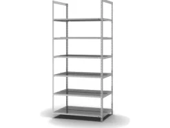 PROREGAL Büroregale^Aktenregal Schraubsystem Grundregal HxBxT 220 x 100 x 60 cm 6 Ebenen Fachlast 90 kg Ohne Deckboden Beidseitig Nutzbar