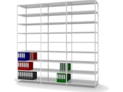 PROREGAL Aktenregal Schraubsystem Grundregal HxBxT 290 x 100 x 60 cm 9 Ebenen Fachlast 90 kg Mit Deckboden Beidseitig Nutzbar