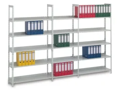 PROREGAL Büroregale^Aktenregal Schraubsystem Grundregal HxBxT 220 x 100 x 30 cm 6 Ebenen Fachlast 60 kg Ohne Deckboden Einseitig Nutzbar