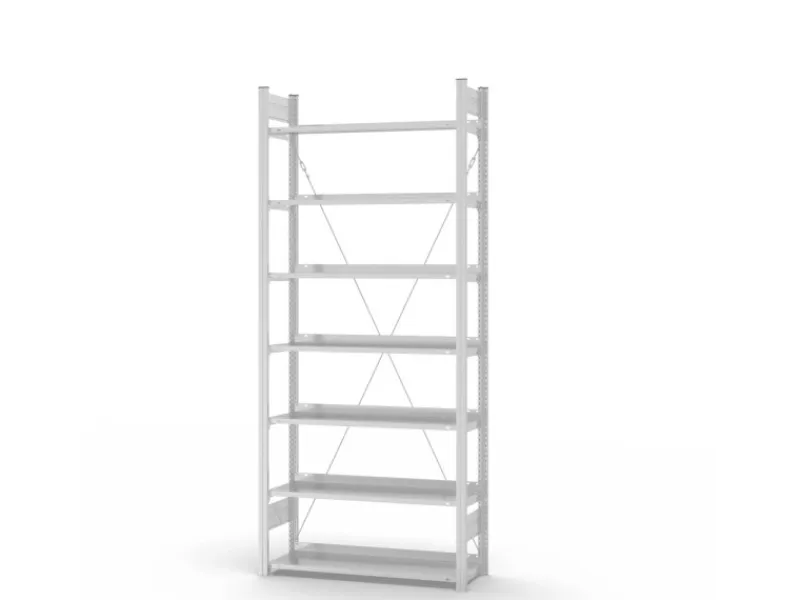 PROREGAL Büroregale^Aktenregal Stecksystem T-Profil Grundregal HxBxT 235 x 100 x 30 cm 7 Ebenen Fachlast 60 kg Einseitig Nutzbar