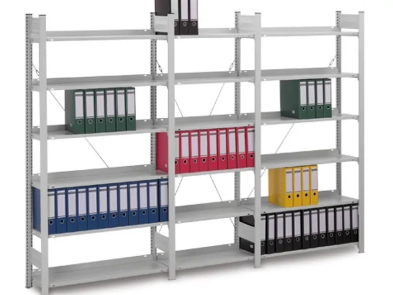 PROREGAL Büroregale^Aktenregal Stecksystem T-Profil Grundregal HxBxT 235 x 100 x 30 cm 7 Ebenen Fachlast 60 kg Einseitig Nutzbar