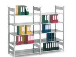 PROREGAL Aktenregal Stecksystem T-Profil Grundregal HxBxT 175 x 75 x 60 cm 5 Ebenen Fachlast 90 kg Beidseitig Nutzbar