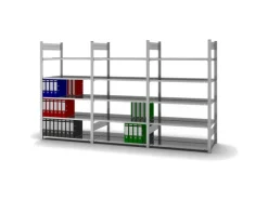 PROREGAL Büroregale^Aktenregal Stecksystem T-Profil Grundregal HxBxT 175 x 100 x 60 cm 5 Ebenen Fachlast 90 kg Beidseitig Nutzbar