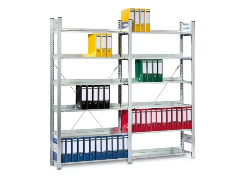 PROREGAL Büroregale^Aktenregal Stecksystem T-Profil Grundregal HxBxT 235 x 75 x 30 cm 7 Ebenen Fachlast 60 kg Einseitig Nutzbar