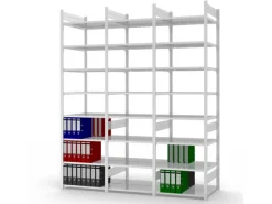 PROREGAL Büroregale^Aktenregal Stecksystem T-Profil Grundregal HxBxT 270 x 75 x 60 cm 8 Ebenen Fachlast 90 kg Beidseitig Nutzbar