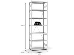 PROREGAL Kunststoffregale^Antibakterielles Fachbodenregal Stecksystem T-Profil HxBxT 300 x 100 x 50 cm 7 Ebenen Traglast 140 kg Antibakterielle Beschichtung Weiß