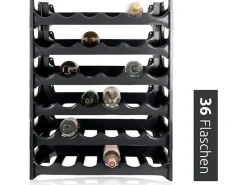 PROREGAL Ostern|Flaschenregale^CURVA Weinregal 6x Ebenen für 36 Flaschen HxBxT 72x60x30cm Schwarz