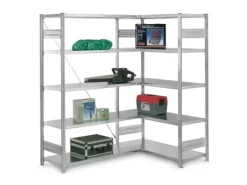 PROREGAL Eckregale^Eckregal Stecksystem T-Profil HxBxT 200 x 100 x 50 cm 5 Ebenen Traglast 124 kg