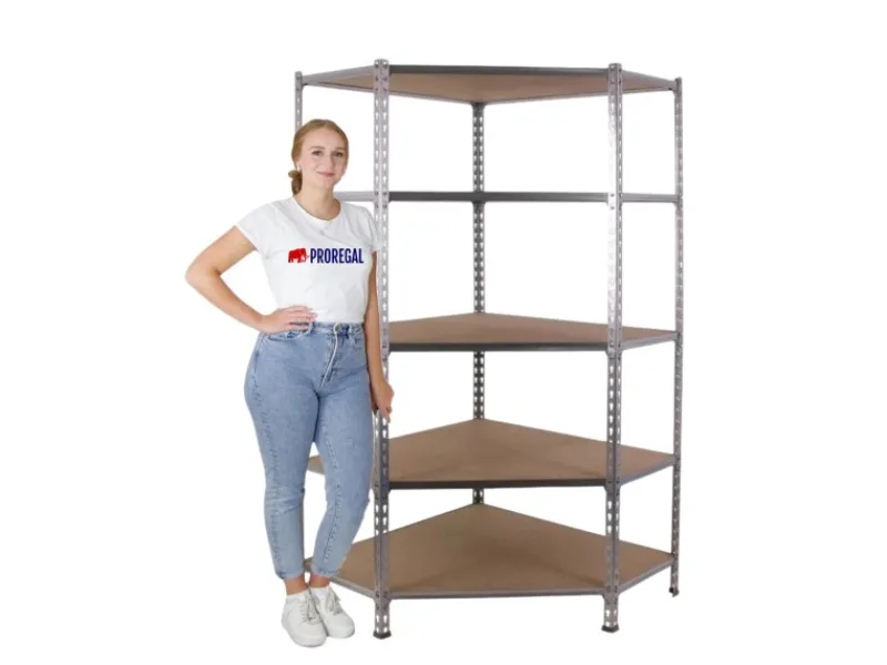 PROREGAL Eckregal Muli HxBxT 180 x 90 x 30 cm 5 Fachböden Fachlast 200 kg Verzinkt