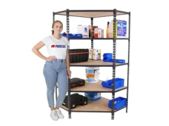 PROREGAL Eckregal Muli HxBxT 180 x 90 x 50 cm 5 Fachböden Fachlast 200 kg Anthrazit