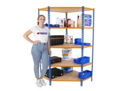 PROREGAL Eckregale^Eckregal Muli HxBxT 180 x 90 x 30 cm 5 Fachböden Fachlast 200 kg Blau-Orange