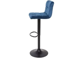 PROREGAL 2er-Set Barhocker Gepolstert Mit Lehne Sitzhöhe 63-87cm Höhenverstellbar Samt Petrol-Blau Fuß Schwarz Tresenhocker Barstuhl