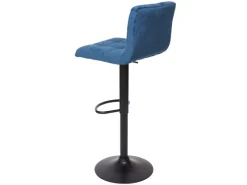 PROREGAL 2er-Set Barhocker Gepolstert Mit Lehne Sitzhöhe 63-87cm Höhenverstellbar Samt Petrol-Blau Fuß Schwarz Tresenhocker Barstuhl