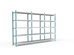 PROREGAL Kunststoffregale^Fachbodenregal Maximus Pro HxBxT 240 x 100 x 40 cm 5 Ebenen PVC-Fachboden Fachlast 286 kg Lichtblau-Lichtgrau