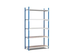 PROREGAL Kunststoffregale^Fachbodenregal Maximus Pro HxBxT 280 x 125 x 50 cm 5 Ebenen Spanplatten-Fachboden Fachlast 248 kg Lichtblau-Lichtgrau