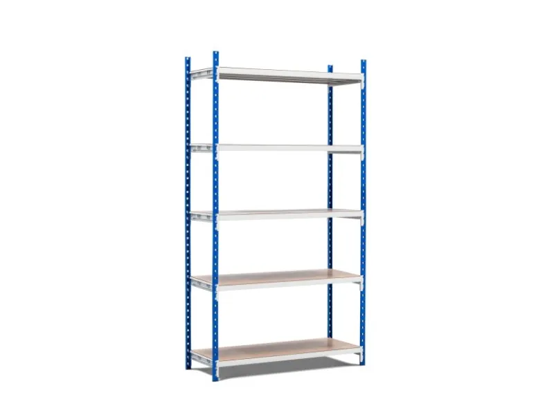 PROREGAL Kunststoffregale^Fachbodenregal Maximus Pro HxBxT 280 x 125 x 50 cm 5 Ebenen Spanplatten-Fachboden Fachlast 248 kg Lichtblau-Lichtgrau