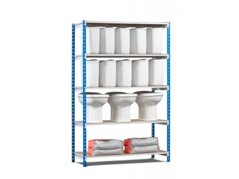 PROREGAL Kunststoffregale^Fachbodenregal Maximus Pro HxBxT 280 x 125 x 50 cm 5 Ebenen Spanplatten-Fachboden Fachlast 248 kg Lichtblau-Lichtgrau