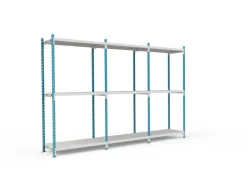 PROREGAL Fachbodenregal Maximus Pro HxBxT200 x 125 x 50 cm 3 Ebenen PVC-Fachboden Fachlast 248 kg Lichtblau-Lichtgrau