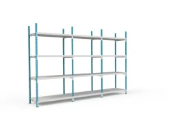 PROREGAL Büroregale^Fachbodenregal Maximus HxBxT 240 x 125 x 40 cm 4 Ebenen PVC-Fachboden Fachlast 114 kg Lichtblau-Lichtgrau