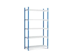 PROREGAL Kunststoffregale^Fachbodenregal Maximus HxBxT 200 x 125 x 34 cm 5 Ebenen Offener Fachboden Fachlast 114 kg Lichtblau-Lichtgrau