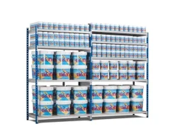 PROREGAL Kunststoffregale^Fachbodenregal Maximus HxBxT 240 x 100 x 40 cm 4 Ebenen Spanplatten-Fachboden Fachlast 136 kg Lichtblau-Lichtgrau