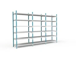 PROREGAL Kunststoffregale^Fachbodenregal Maximus HxBxT 240 x 125 x 34 cm 7 Ebenen PVC-Fachboden Fachlast 114 kg Lichtblau-Lichtgrau