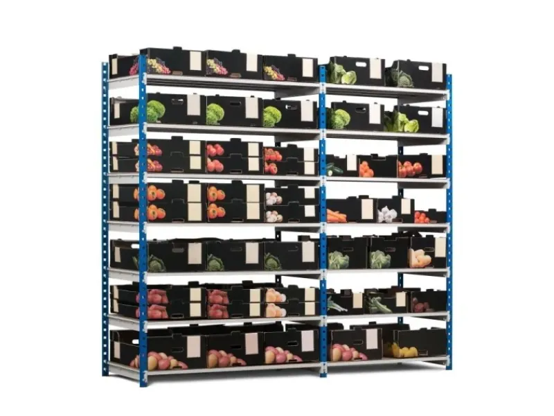 PROREGAL Kunststoffregale^Fachbodenregal Maximus Pro HxBxT 260 x 100 x 100 cm 7 Ebenen Spanplatten-Fachboden Fachlast 249 kg Lichtblau-Lichtgrau