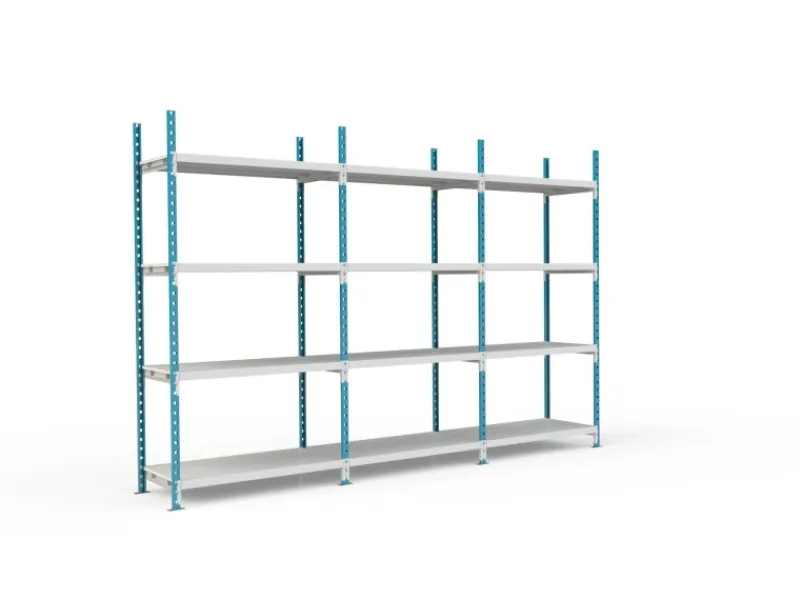 PROREGAL Kunststoffregale^Fachbodenregal Maximus Pro HxBxT 280 x 150 x 60 cm 4 Ebenen PVC-Fachboden Fachlast 236 kg Lichtblau-Lichtgrau