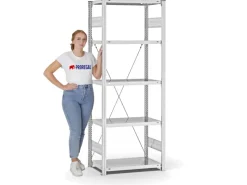 PROREGAL Büroregale|Schwerlastregal^Fachbodenregal Stecksystem T-Profil Medium-Duty Grundregal HxBxT 200 x 75 x 40 cm 5 Ebenen Fachlast 225 kg Einseitig Nutzbar