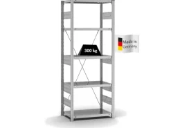 PROREGAL Kellerregale^Fachbodenregal Stecksystem T-Profil Heavy-Duty Grundregal HxBxT 200 x 75 x 40 cm 5 Ebenen Fachlast 300 kg Einseitig Nutzbar