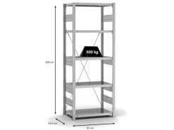 PROREGAL Kellerregale^Fachbodenregal Stecksystem T-Profil Heavy-Duty Grundregal HxBxT 200 x 75 x 40 cm 5 Ebenen Fachlast 300 kg Einseitig Nutzbar