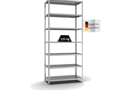 PROREGAL Schwerlastregal^Fachbodenregal Schraubsystem Light-Duty Grundregal HxBxT 300 x 130 x 60 cm 7 Ebenen Fachlast 125 kg Beidseitig Nutzbar