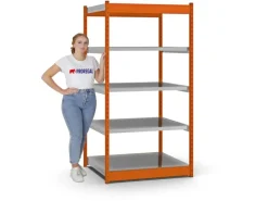 PROREGAL Fachbodenregal Stecksystem Vierkant-Profil Grundregal HxBxT 200 x 102,5 x 80 cm 5 Ebenen Einseitige Bauart Fachlast 200 kg