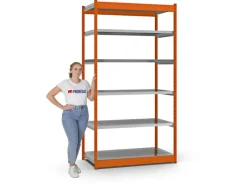 PROREGAL Fachbodenregal Stecksystem Vierkant-Profil Grundregal HxBxT 250 x 132,5 x 60 cm 6 Ebenen Einseitige Bauart Fachlast 200 kg