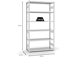 PROREGAL Büroregale^Fachbodenregal Stecksystem T-Profil Heavy-Duty Grundregal HxBxT 250 x 130 x 50 cm 6 Ebenen Fachlast 330 kg Beidseitig Nutzbar