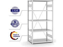 PROREGAL Fachbodenregal Stecksystem T-Profil Light-Duty Grundregal HxBxT 200 x 100 x 60 cm 5 Ebenen Fachlast 140 kg Einseitig Nutzbar