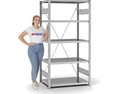 PROREGAL Büroregale^Fachbodenregal Stecksystem T-Profil Light-Duty Grundregal HxBxT 200 x 100 x 60 cm 5 Ebenen Fachlast 140 kg Einseitig Nutzbar