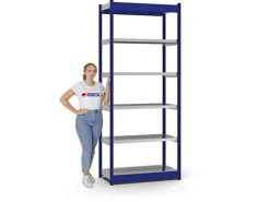PROREGAL Büroregale^Fachbodenregal Stecksystem Vierkant-Profil Grundregal HxBxT 250 x 102,5 x 40 cm 6 Ebenen Einseitige Bauart Fachlast 200 kg Enzian
