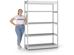 PROREGAL Fachbodenregal Stecksystem Vierkant-Profil Grundregal HxBxT 200 x 102,5 x 60 cm 5 Ebenen Einseitige Bauart Fachlast 200 kg