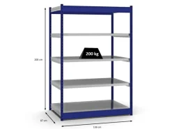 PROREGAL Büroregale^Fachbodenregal Stecksystem Vierkant-Profil Grundregal HxBxT 200 x 132,5 x 80 cm 5 Ebenen Einseitige Bauart Fachlast 200 kg Enzian