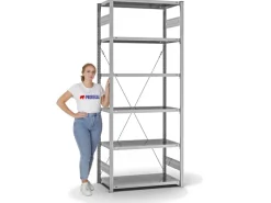 PROREGAL Büroregale^Fachbodenregal Stecksystem T-Profil Light-Duty Grundregal HxBxT 250 x 100 x 50 cm 6 Ebenen Fachlast 140 kg Einseitig Nutzbar