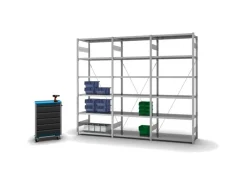 PROREGAL Büroregale^Fachbodenregal Stecksystem T-Profil Light-Duty Grundregal HxBxT 250 x 100 x 50 cm 6 Ebenen Fachlast 140 kg Einseitig Nutzbar