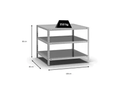 PROREGAL Metallregale|Kellerregale^Fachbodenregal Schraubsystem Heavy-Duty Grundregal HxBxT 80 x 100 x 80 cm 3 Ebenen Fachlast 350 kg Beidseitig Nutzbar