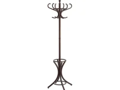 PROREGAL Garderoben^Freistehender Garderobenständer & Regenschirmständer Aus Holz Höhe 185 cm Drehbare Krone & 12 Haken Braun